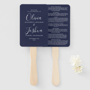 Éventail Mariage juif de signature bleu marine