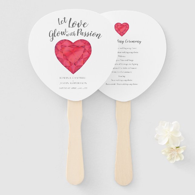 Éventail Mariage laisser l'amour briller avec passion aquar (Devant et derrière)