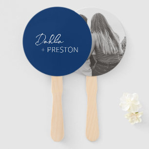Éventail Mariage minimaliste bleu marine moderne