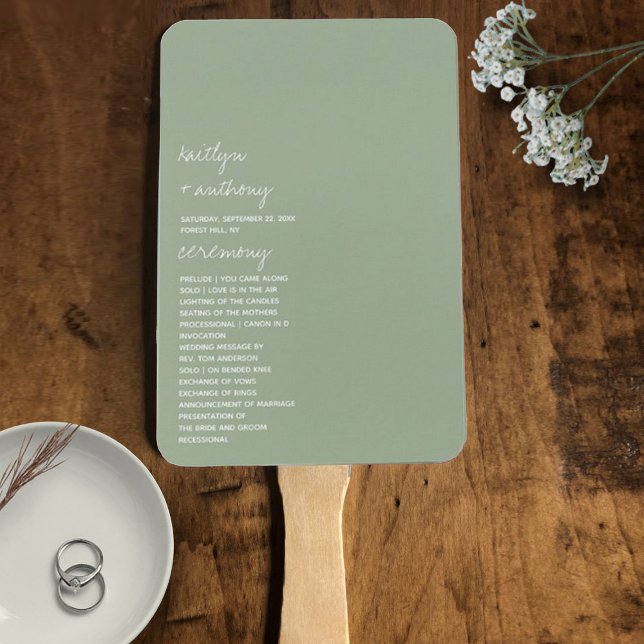 Éventail Mariage minimaliste minimaliste moderne Sage de sc (Créateur téléchargé)