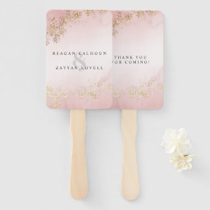 Éventail Mariage moderne Luxe Gold Flecks Blush Rose Mist