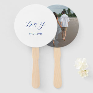 Éventail Mariage Moderne Minimaliste Bleu Cobalt