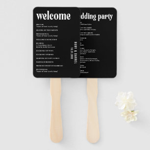 Éventail Mariage moderne Ruby Black