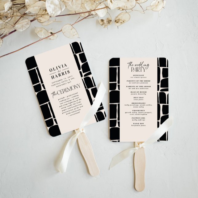 Éventail Mariage noir & blanc minimaliste moderne (Créateur téléchargé)