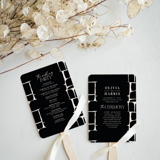 Éventail Mariage noir & blanc minimaliste moderne (Créateur téléchargé)