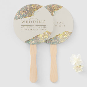 Éventail Mariage Pailleté Moderne Iridescent Holographique