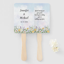 Éventail Mariage personnalisé aquarelle fleur sauvage Boho