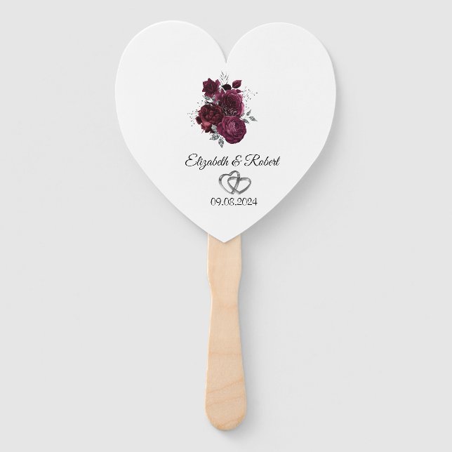 Éventail Mariage Rose de Bourgogne (Dos)