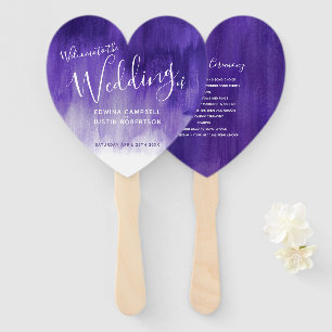 Éventail Mariage violet moderne teinté encre des fans de pr