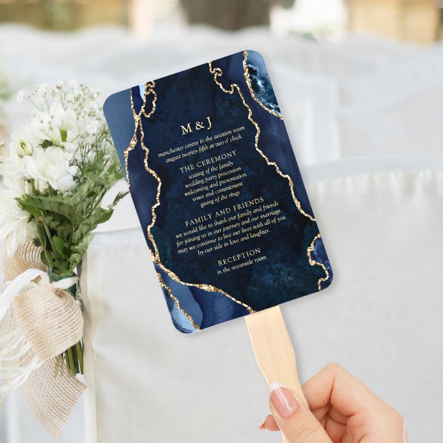 Éventail Marine Marbre & Gold Agate Programme de mariage Ve (Créateur téléchargé)