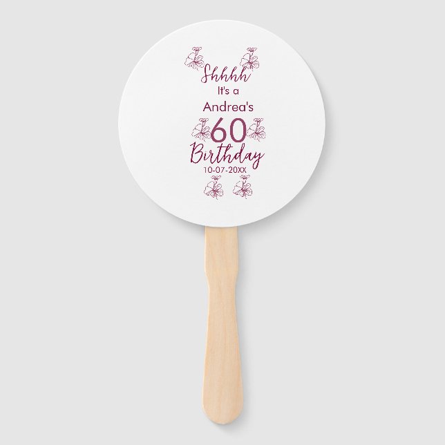 Éventail Marron blanc mauve montre nom floral 60e anniversa (Devant)