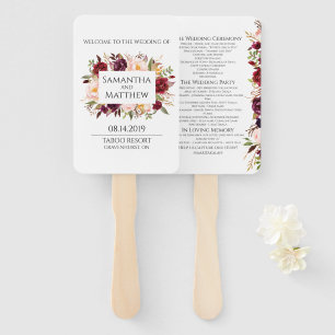 Éventail Marsala programme de mariage ordonné