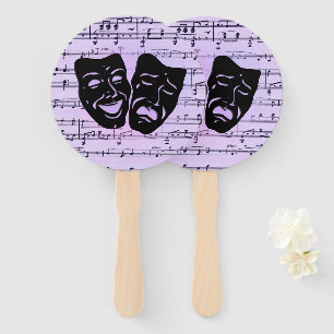 Éventail Masques de musique et de théâtre violets