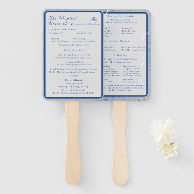Éventail Masse nuptiale en marbre bleu et gris Ensemble de  (Devant et derrière)