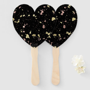 Éventail Matte Gold et Rose Gold Flakes Noir