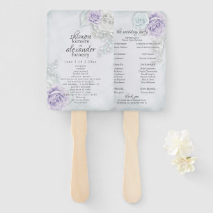 Éventail Menu Ventilateur Élégant Lilac Bleu Rose Blanche F