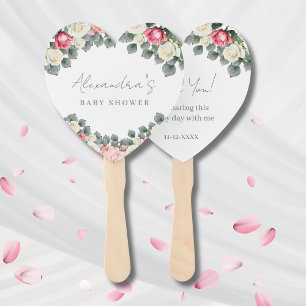 Éventail Merci de Baby shower Vintage rose Floral Rose
