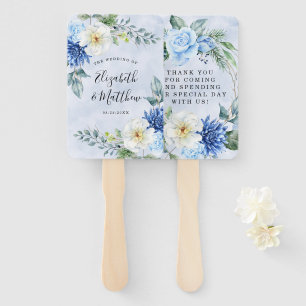 Éventail Merci de Mariage floral bleu marine Dusty