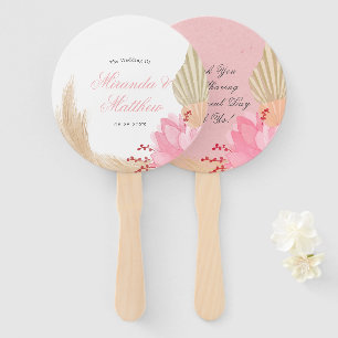 Éventail Merci Mariage Feuille de palme rose tropicale exot
