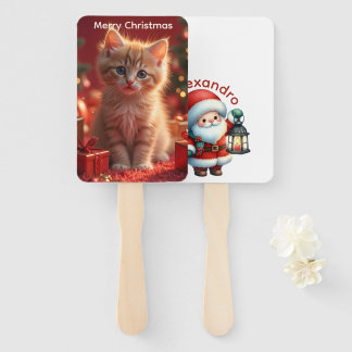 Éventail Mignon Kitten de Noël Personnalisé