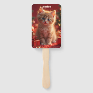 Éventail Mignon Kitten de Noël Personnalisé
