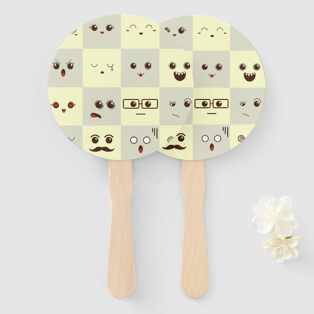 Éventail Mignonne face (Devant et derrière)