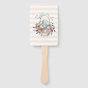 Éventail Mignonne lapin dans un panier avec des oeufs et de