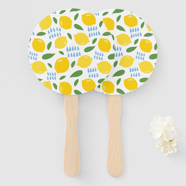 Éventail Mignons citron et vert feuille motif (Devant et derrière)