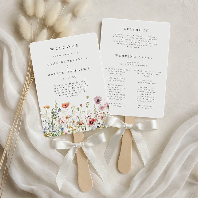 Éventail Minimal Wildflower Wedding Program (Créateur téléchargé)