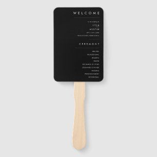Éventail Minimaliste moderne Black Wedding Program