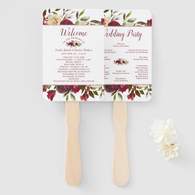 Éventail Mistletoe Manor Programme de cérémonie de mariage  (Devant et derrière)