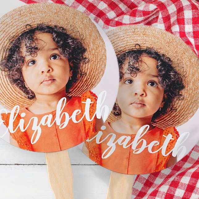 Éventail Modern Simple Script Ajouter votre nom et photo (Créateur téléchargé)