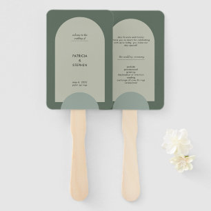 Éventail Moderne Green Boho Arch Programme de mariage géomé