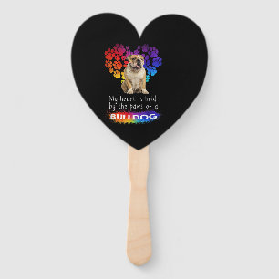Éventail Mon Coeur Est Tenu Par Les Pattes D'Un Bulldog