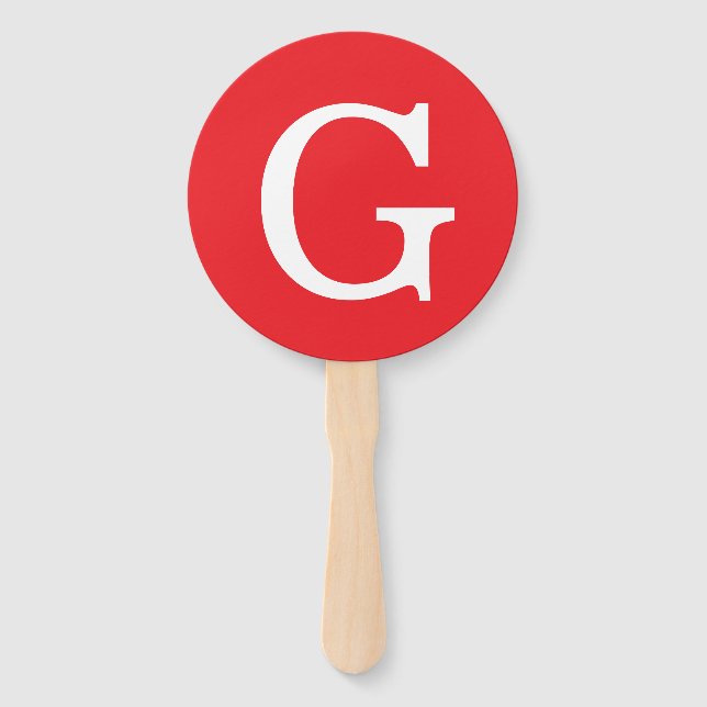 Éventail Monogramme de lettre initiale rouge blanc simple (Devant)