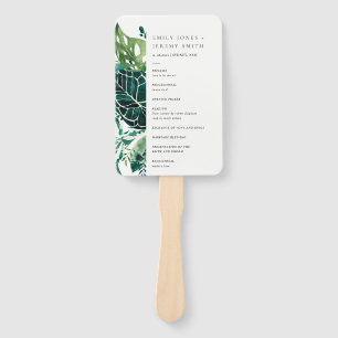 Éventail Monstera Tropical Green Leafy Wedding Programme
