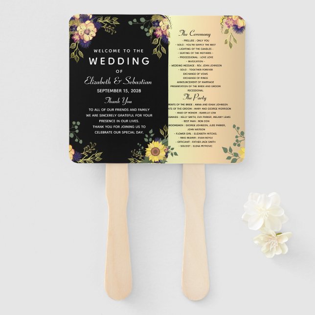 Éventail Moody Floral Programme de mariage Floral Ventilate (Devant et derrière)