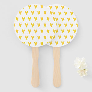 Éventail Motif des Coeurs Jaunes