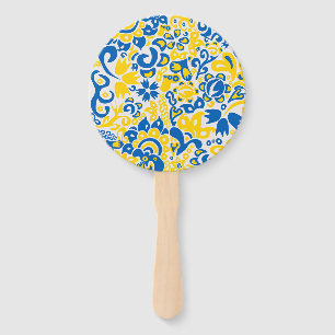 Éventail Motif folklorique aux couleurs du drapeau ukrainie