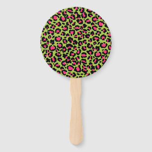 Éventail Motif léopard en framboise sur Lime Green