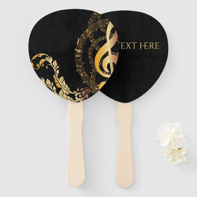 Éventail Music Note Design élégant et luxueux (Devant et derrière)