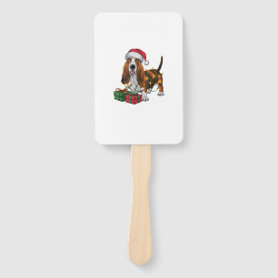 Éventail Noël Éclairage Santa Hat Basset Hound Chien Noël