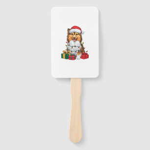 Éventail Noël Éclairage Santa Hat Sheltie Chien Noël