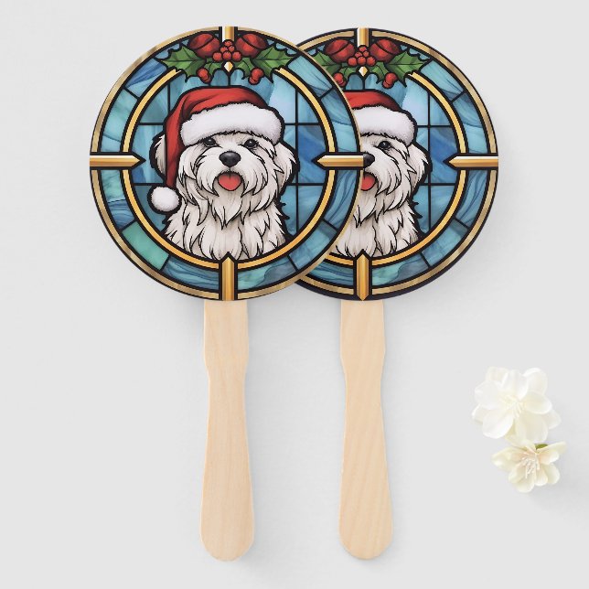 Éventail Noël en verre feuilleté maltais (Devant et derrière)