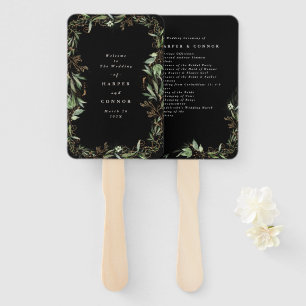 Éventail Noir Premium Moderne Onyx Abstrait Eucalyptus Funk