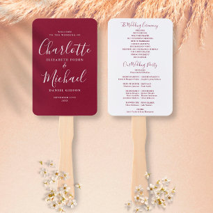 Éventail Noms de script de Bourgogne Programme de mariage