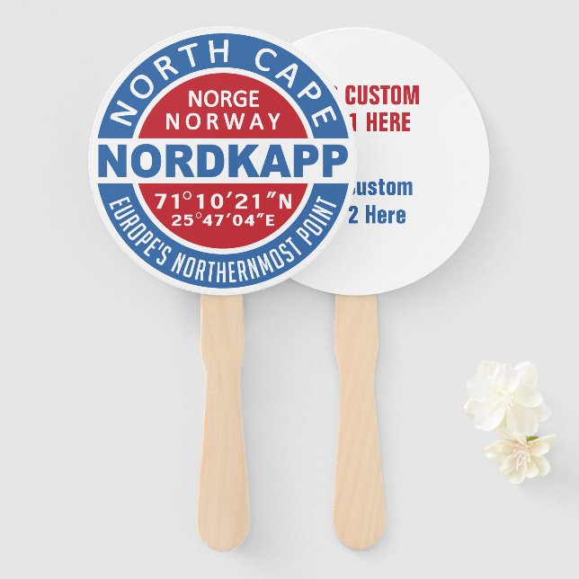 Éventail NORDKAPP North Cape jeu de ventilateur de texte pe (Devant et derrière)