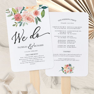 Éventail Nous faisons Floral Watercolor Wedding Programme