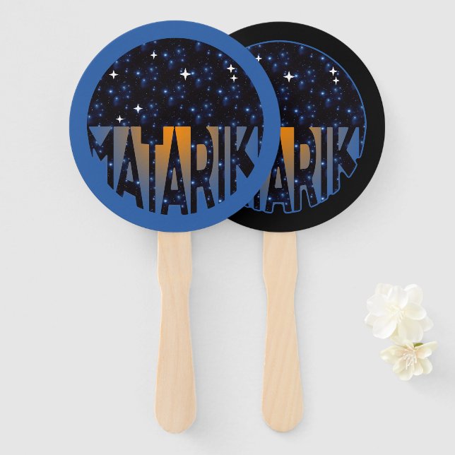 Éventail Nouvelle-Zélande Sept Soeurs Maori MATARIKI 2c (Devant et derrière)