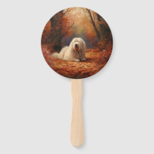 Éventail Old English Sheepdog en automne Leaves Fall Inspir